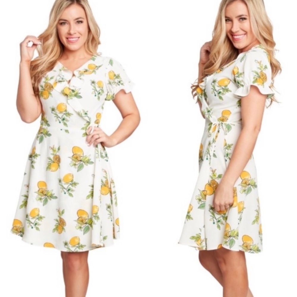 Eva Rose Kiera Lemon Wrap Dress